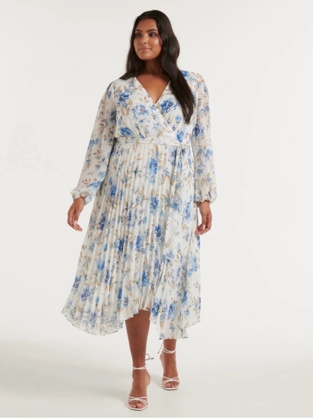 Ever New Floral Pleated Wrap Midi Dress